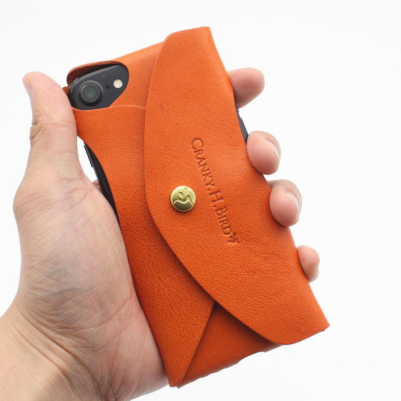 【Orange】iPhone cover(case)  Paul Air for iPhone 7/8/SE Made in JAPAN - Phone Cases - Genuine Leather Orange