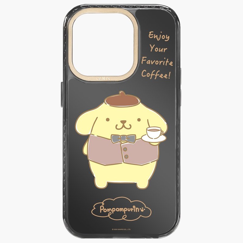 Pudding Dog Gentleman Cafe Magnetic Version Transparent Black Frame iPhone 15 14 13 Pro Max - เคส/ซองมือถือ - วัสดุอีโค สีดำ