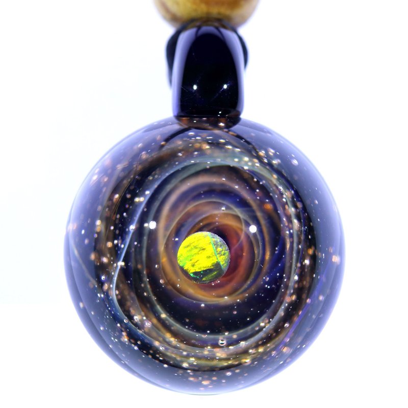 Spiral Galaxy Glass Pendant no. P107 - สร้อยติดคอ - แก้ว สีนำ้ตาล