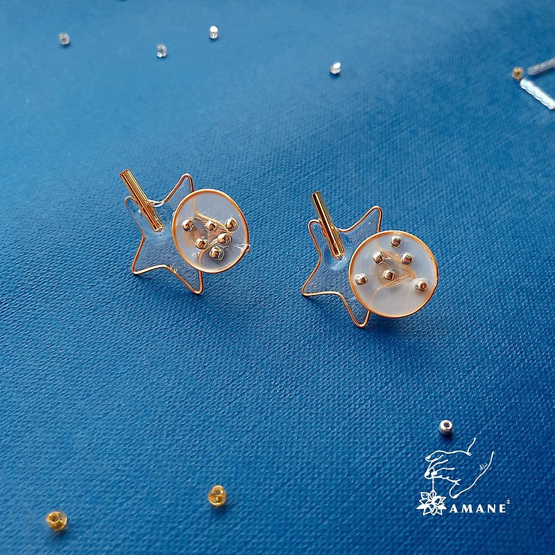 Universe - Stars  Hand Made Drop Earrings - ต่างหู - เรซิน สีใส
