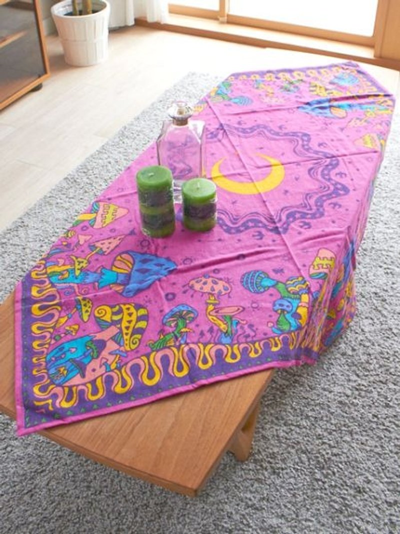 Pre-ordered mushroom in the night world tablecloth/cloth (three colors) ISAP5379 - ผ้ารองโต๊ะ/ของตกแต่ง - ผ้าฝ้าย/ผ้าลินิน 