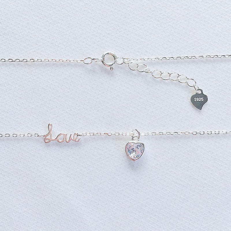 Love Love S925 Sterling Silver Necklace Anti-allergy - สร้อยคอ - เงินแท้ สีเงิน