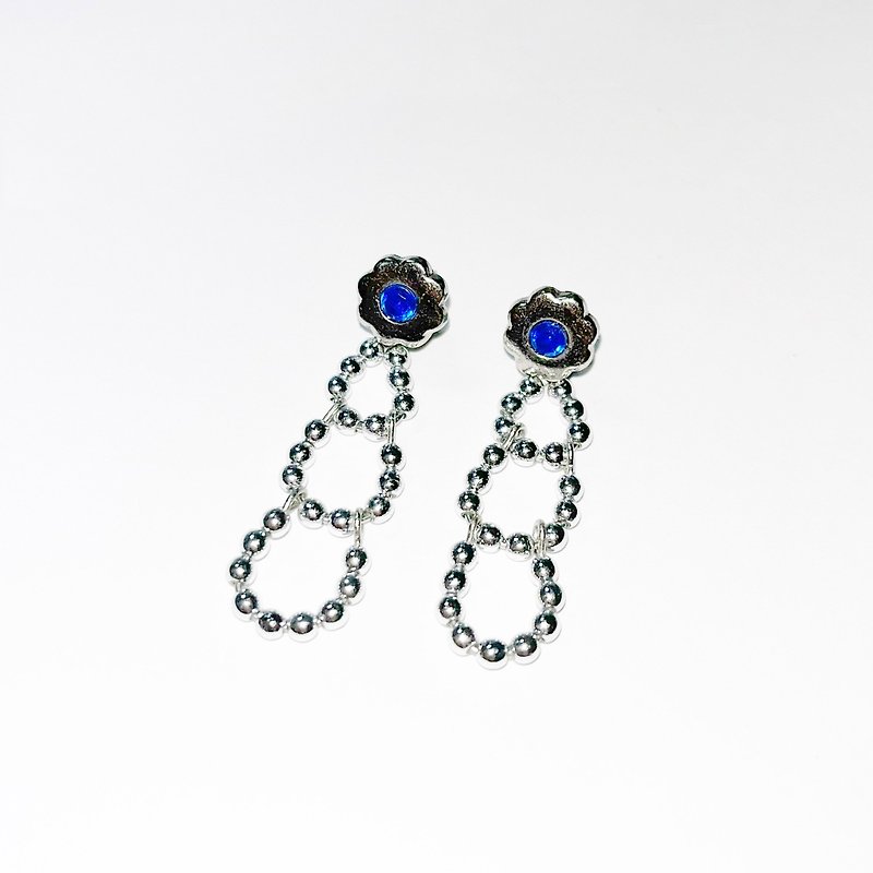 Little blue (one type, two wear) earrings - Earrings & Clip-ons - Plastic Silver