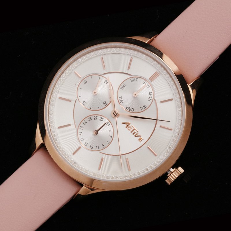 Active Fashionable Collection – Silver & Rose Gold Strap - Women's Watches - Stainless Steel White