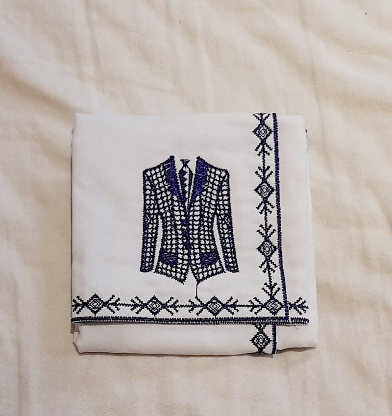 embroidery handkerchief -suit/dust/blue - ผ้าเช็ดหน้า - เส้นใยสังเคราะห์ 