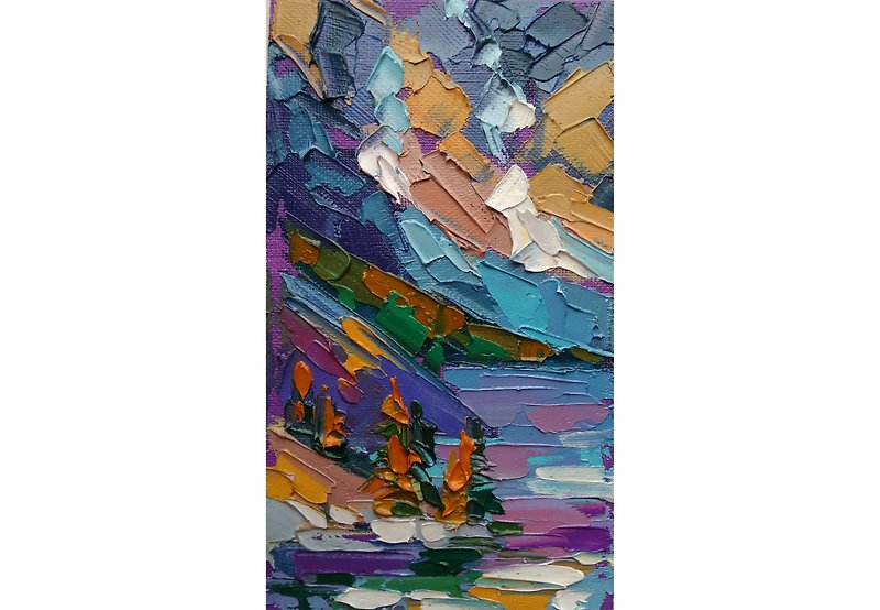 Moraine Lake Artwork Small Original Oil Painting Canadian Landscape