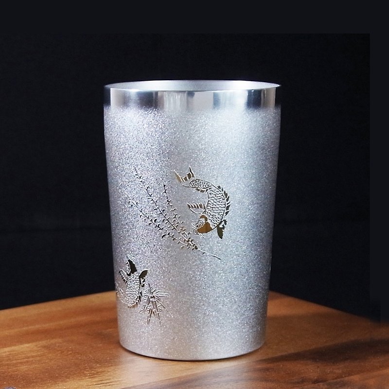 鈦愛生活系列-日本製純鈦抗菌極致雙層杯 鯉 270ml - 杯子 - 其他金屬 銀色