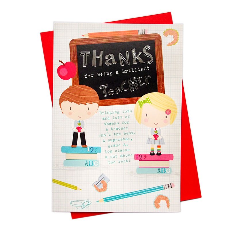 Class A teacher in blackboard classroom [Hallmark-UK card thank you teacher] - Cards & Postcards - Paper Multicolor