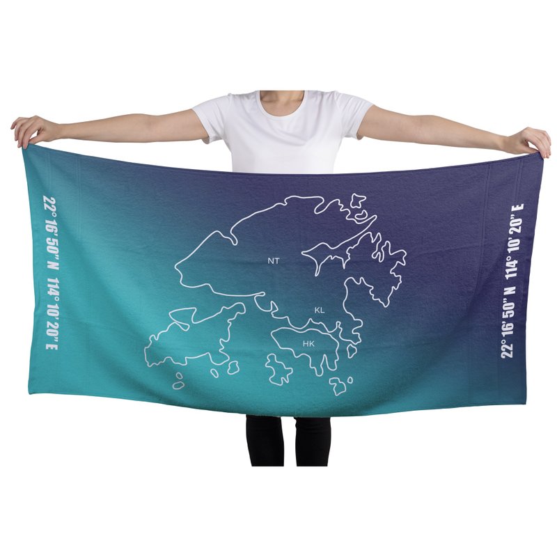 【香港座標地圖】單面毛巾 - 毛巾/浴巾 - 其他人造纖維 多色