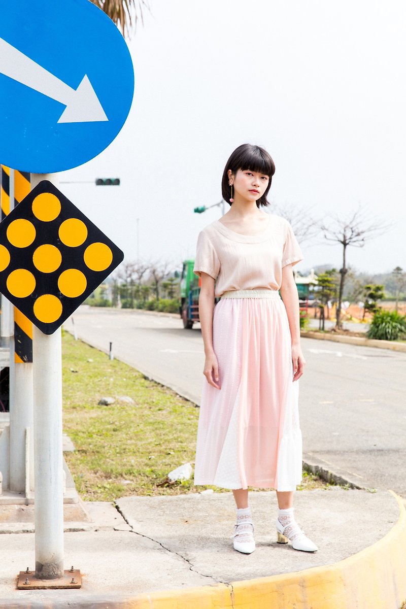 moi non plus pink chiffon triangle patchwork skirt-Japanese fabric - กระโปรง - เส้นใยสังเคราะห์ สึชมพู