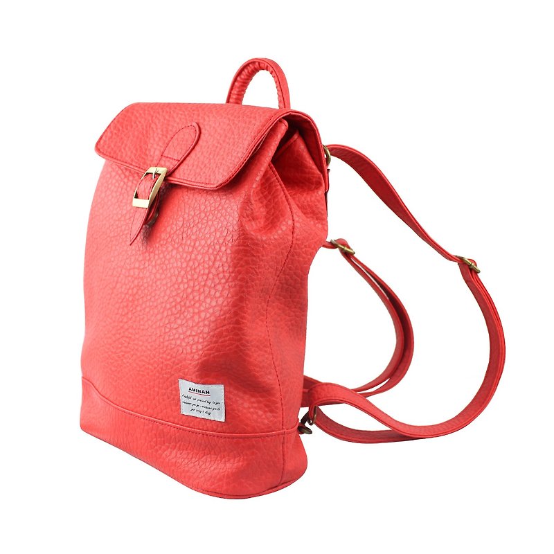 AMINAH-Red fairy tale small backpack [am-0223] - กระเป๋าเป้สะพายหลัง - หนังเทียม สีแดง