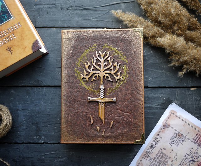 Polymer clay cover journal Tree of Gondor Sword of Narsil, Lord of the Rings  - Shop XYPMA Notebooks & Journals - Pinkoi