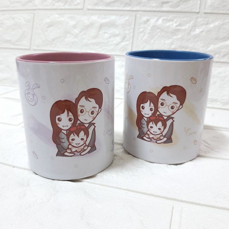 [Special price for two] Customized portraits, original illustrations, contrasting mugs, one pair, similar face painting - ภาพวาดบุคคล - ดินเผา 