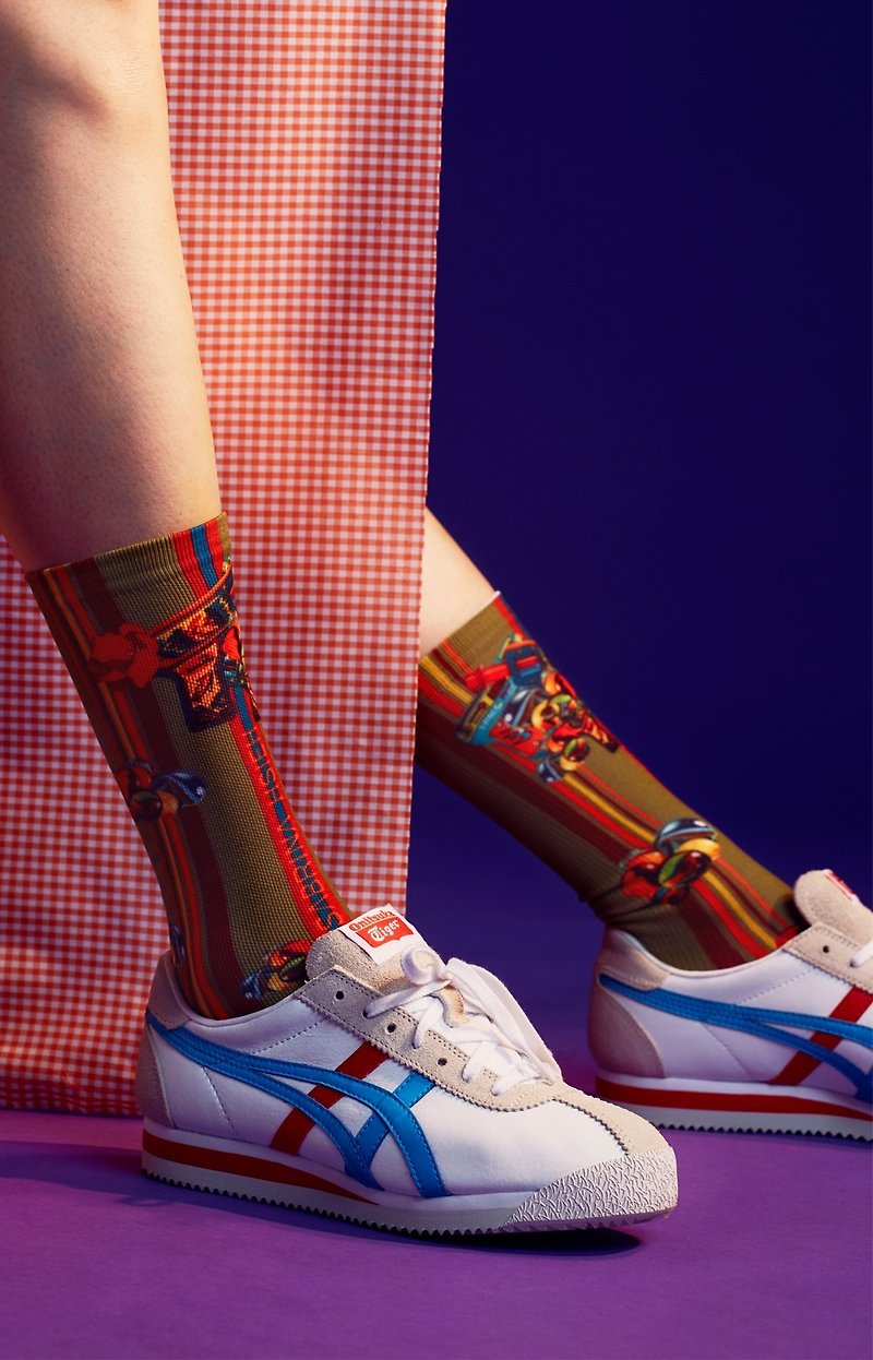 LIFEBEAT x SABRINA HSIEH printed sports socks - ถุงเท้า - เส้นใยสังเคราะห์ สีเขียว