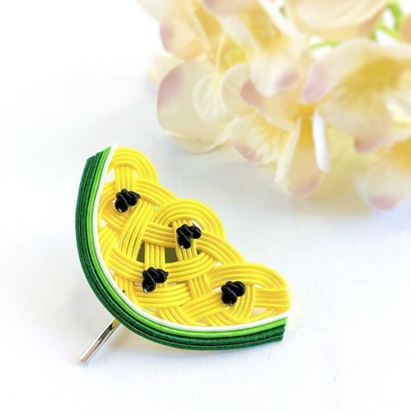 Watermelon pony hook made by Mizuhiki - Hair Accessories - Other Materials Yellow