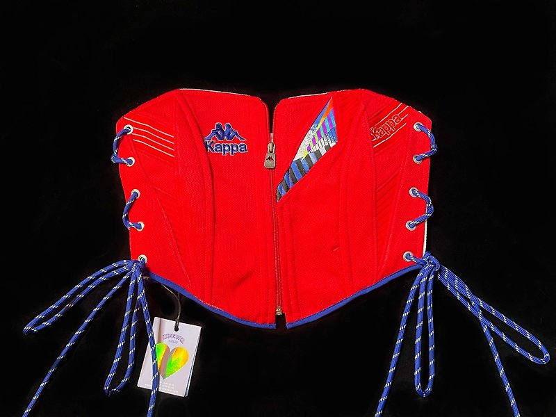 REGETHER Vintage modified sportswear front zipper side strap vest-KAPPA - เสื้อกั๊กผู้หญิง - เส้นใยสังเคราะห์ สีแดง