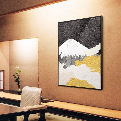 菠蘿選畫所 雲氣迷漫的富士山III-日式掛畫/臥室/玄關/雅緻/辦公室/浮世/無印