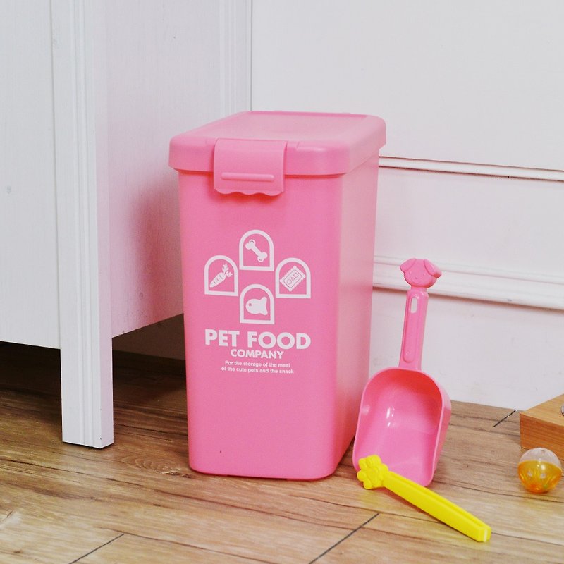 [Limited out-of-print] Japanese-made pastel pet feed sealed storage bucket (with clip spoon)-13L - อื่นๆ - พลาสติก 