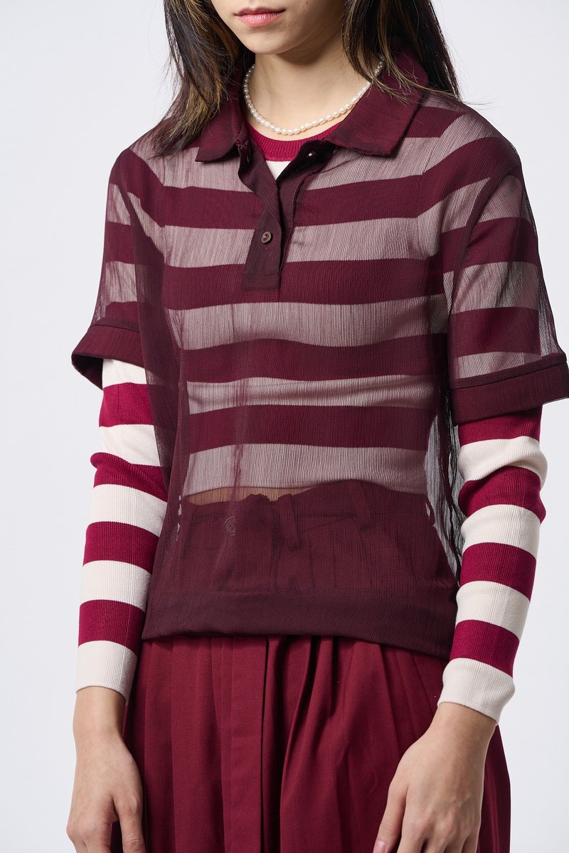 透視馬球衫 See-thought Polo Shirt - 女襯衫 - 其他材質 紅色