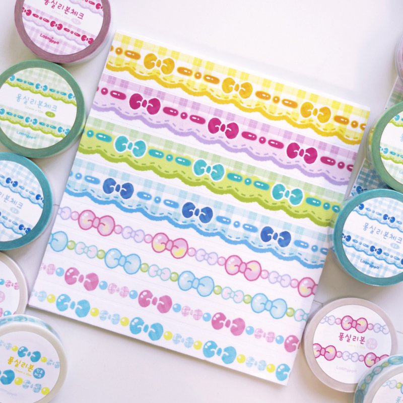 Mongsil Pongsil ribbon masking tape set - 紙膠帶/和紙/PET - 紙 