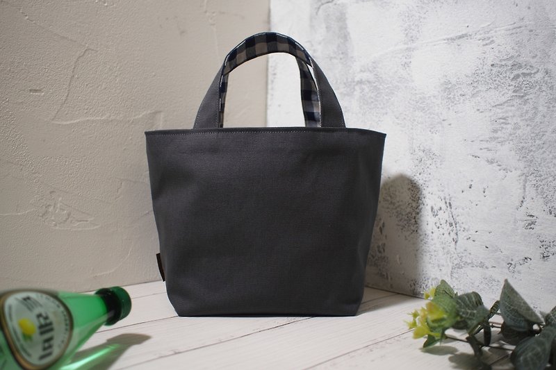 Home wine series lunch bag / tote bag / limited edition handmade bag / small kangaroo / out of print pre-order - Handbags & Totes - Cotton & Hemp Gray