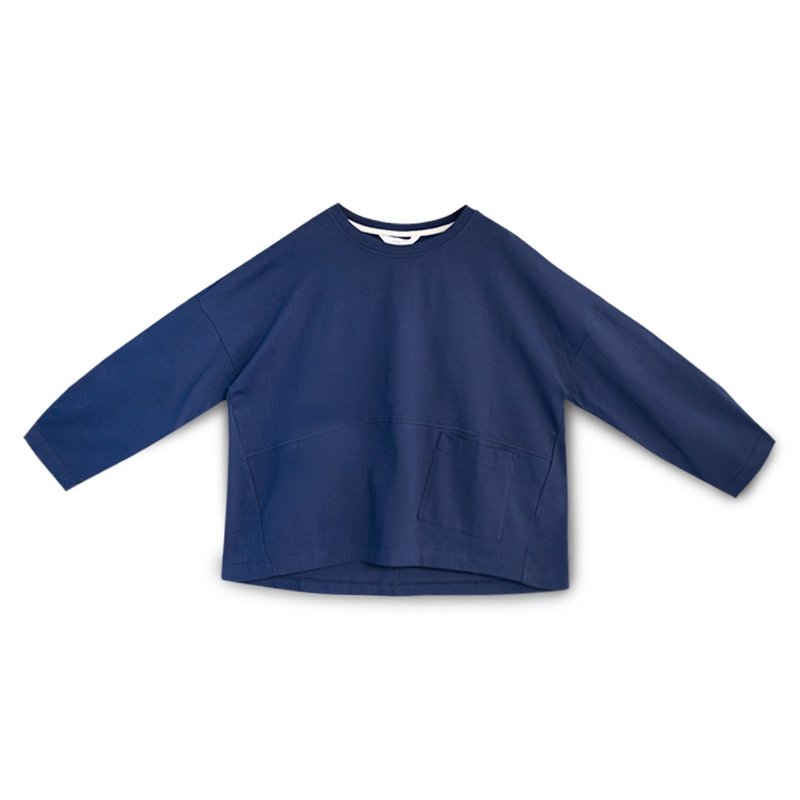 【Simply Yours】Heavy Pocket University T Blue F - เสื้อผู้หญิง - ผ้าฝ้าย/ผ้าลินิน สีน้ำเงิน