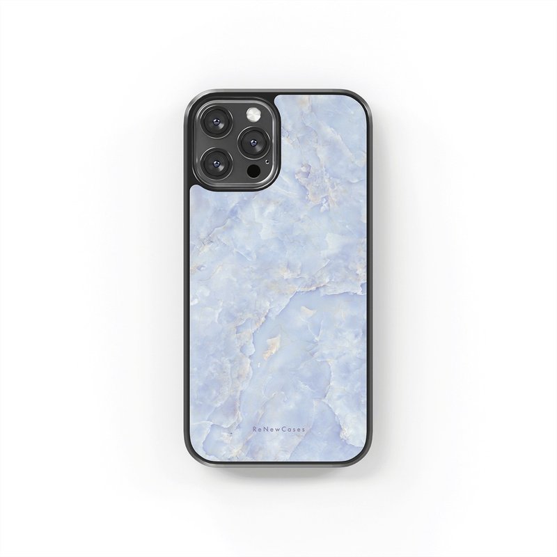 環保 再生材料 iPhone 三合一防摔手機殼 灰藍大理石紋 - 手機殼/手機套 - 環保材質 藍色
