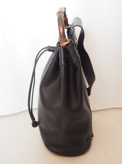GUCCI グッチ バンブー ワンショルダー バッグ ブラック レザー