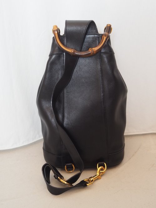 GUCCI グッチ バンブー ワンショルダー バッグ ブラック レザー