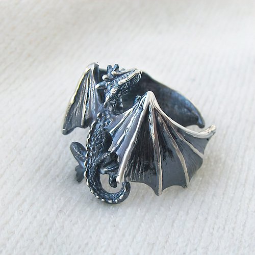Vigmarr Dragon Ring.Dragon Silver Ring.Dragon Gift.Silver Dragon.Fantasy Dragon.GOT