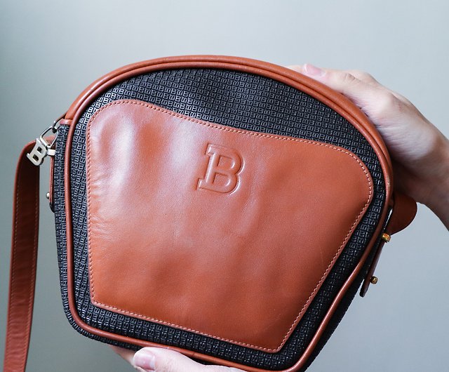 Vintage Bally Embossed Monogram Leather Patch Shoulder Bag - Shop