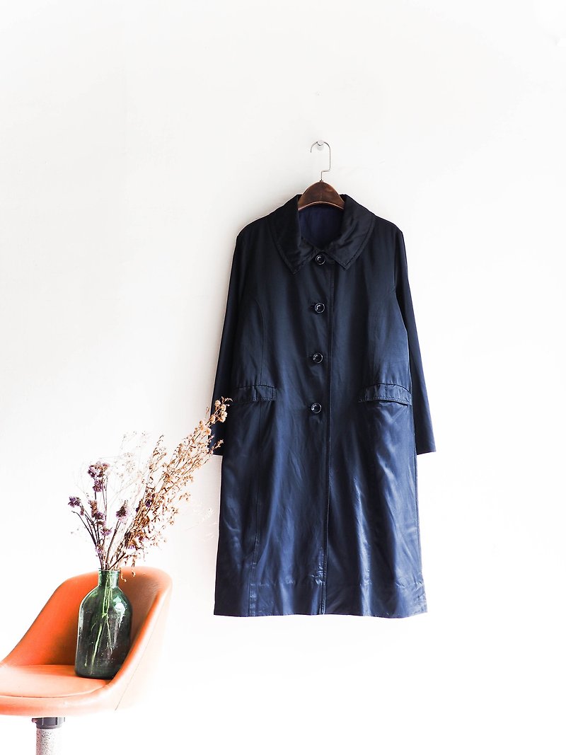 河水山 - 愛知深海黑藍鯨豚遨遊 古董薄料風衣外套 - 女西裝外套 - 聚酯纖維 藍色