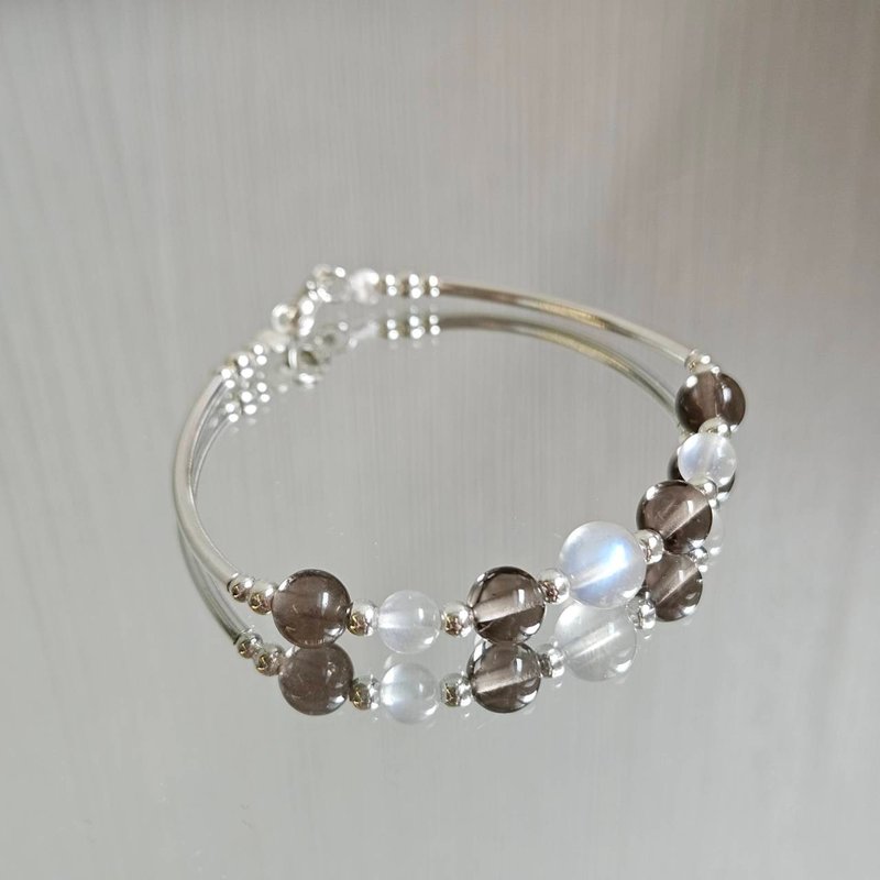 Moonlight Macaron Series s925 Sterling Silver Citrine Moonstone Bracelet | Handmade to order - สร้อยข้อมือ - เงินแท้ 