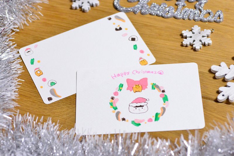 Rice ball Christmas card wreath ver - การ์ด/โปสการ์ด - กระดาษ 