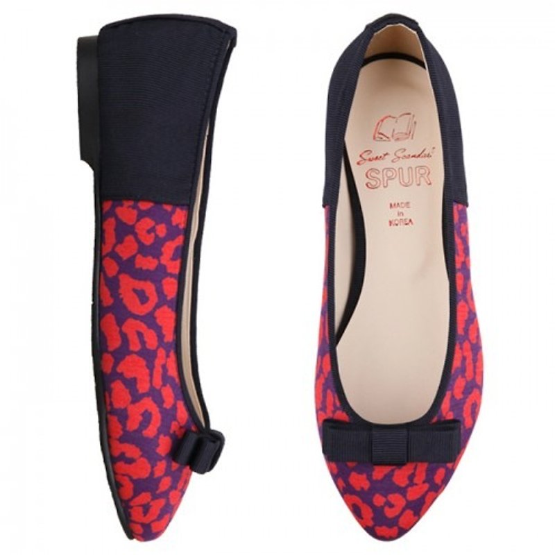 SPUR Point leopard flats FF7010 RED - รองเท้าลำลองผู้หญิง - วัสดุอื่นๆ 