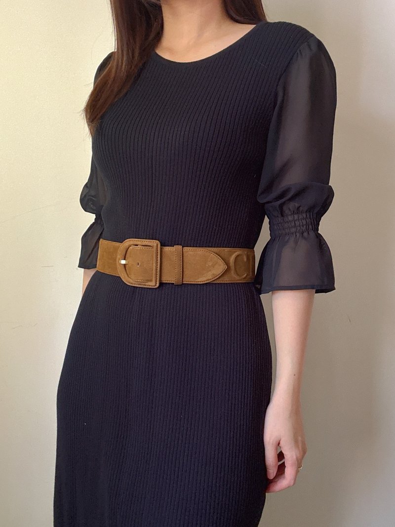 Second-hand brand Christian Dior suede thick belt brown 70cm - Belts - Genuine Leather Brown