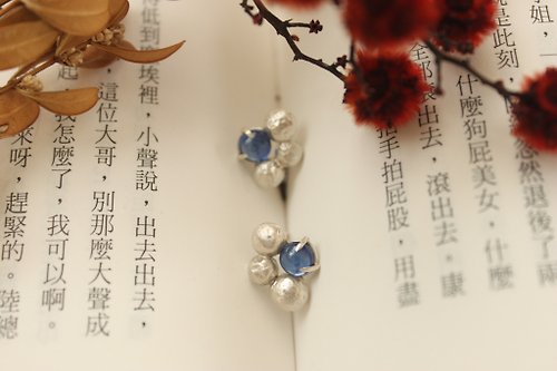 土星女子手作 【藍泡沫】純銀耳環 藍晶石耳針 設計師手作商品