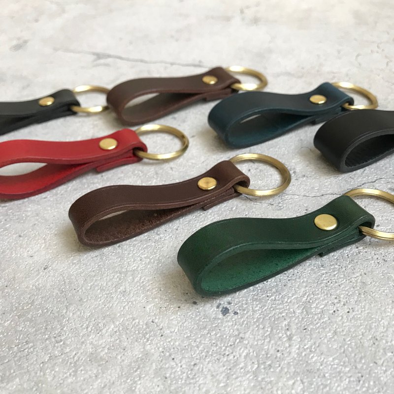 Vegetable tanned leather key ring charm Valentine's Day commemorative gift - Keychains - Genuine Leather Multicolor