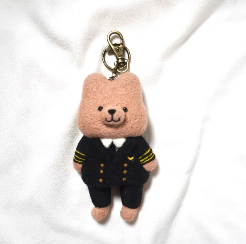 Pilot Bear Wool Felt Keychain - Keychains - Wool 