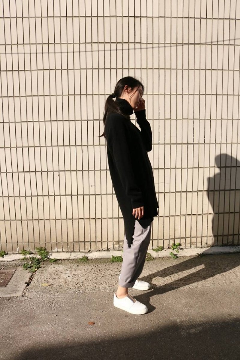 100%喀什米爾羊毛長版毛衣(可訂做其他顏色) - 毛衣/針織衫 - 羊毛 黑色