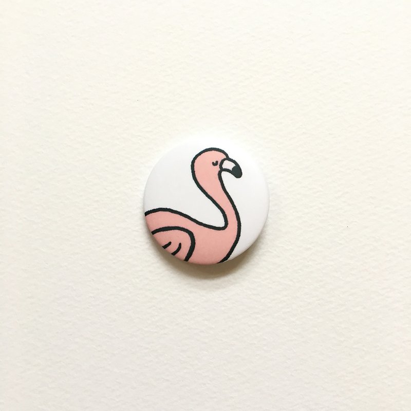 Flamingo / 3.2cm badge - เข็มกลัด/พิน - พลาสติก 