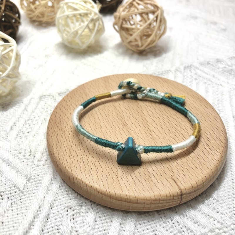 Triangular Wooden Bead Roll Bracelet | Customized Braided Bracelet - Bracelets - Thread Green