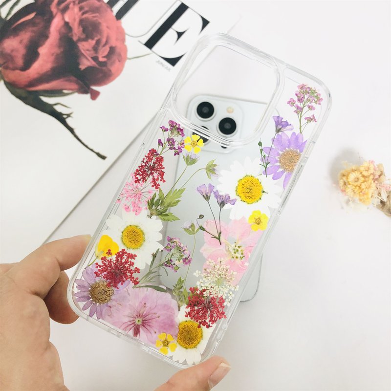 手作天然押花手機殼適用於iPhone 16e 16 Pro Max Samsung S25 - 手機殼/手機套 - 植物．花 