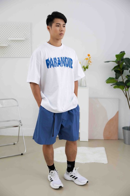 Meya 編縫編織 Paranoid 落肩短袖上衣 白色