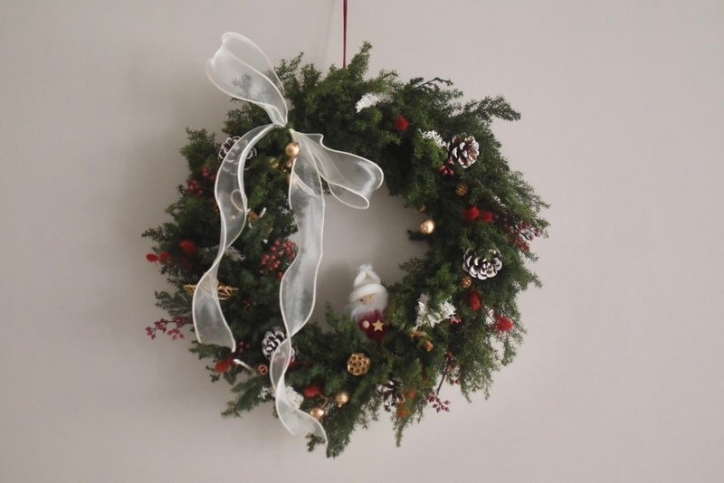 /永生雪松花圈-大款A款/聖誕節 新年 送禮 生日 慶祝 聖誕樹 - 乾燥花/永生花 - 植物．花 多色