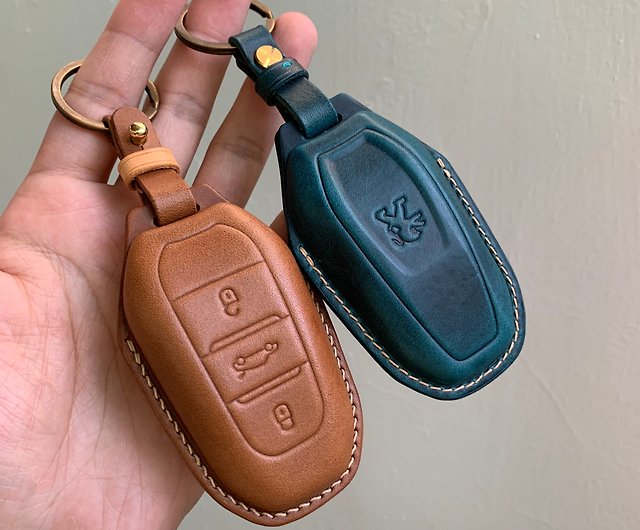 Leather car key case, car key cover, Peugeot - Shop Shao Leather Keychains  - Pinkoi