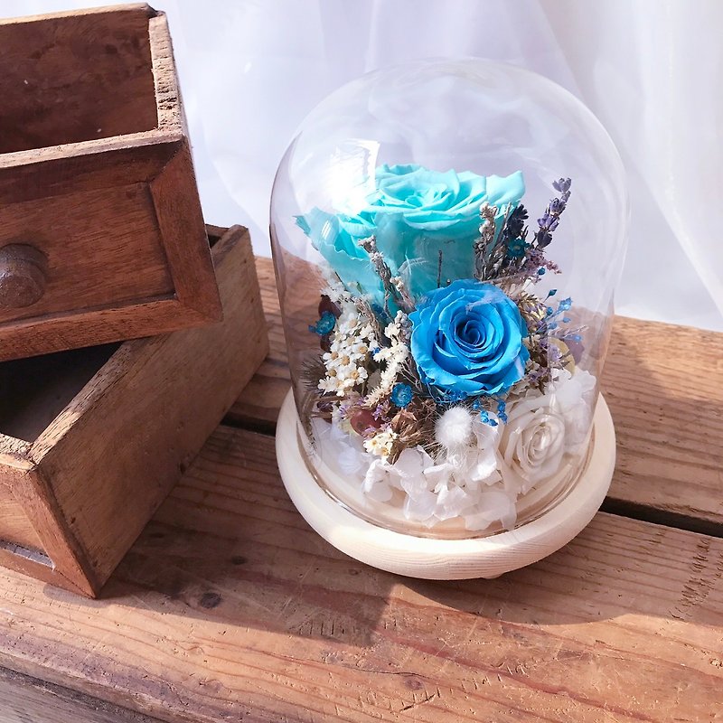 Ocean Night Light - wedding small things / FLOWER / Tiffany rose / wedding gift - ตกแต่งต้นไม้ - พืช/ดอกไม้ สีน้ำเงิน