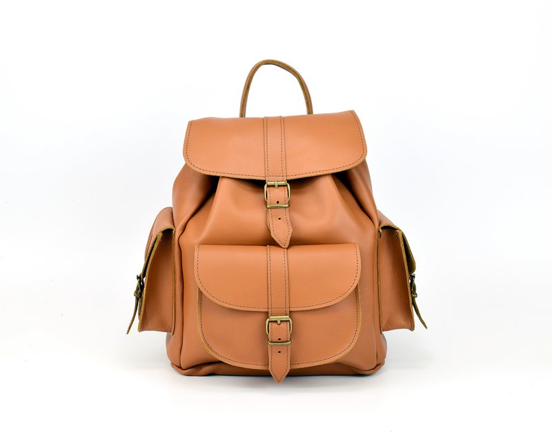 Handmade Leather Backpack, Large Size Backpack, Genuine Leather Backpack. - 後背包/背包/書包 - 真皮 黑色