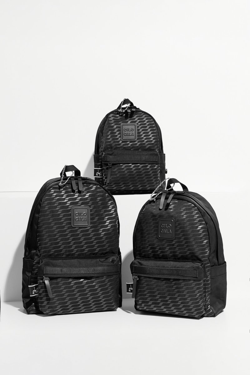 CILOCALA × oddCIRKUS bright nylon water-repellent backpack/black - กระเป๋าเป้สะพายหลัง - วัสดุกันนำ้ สีดำ