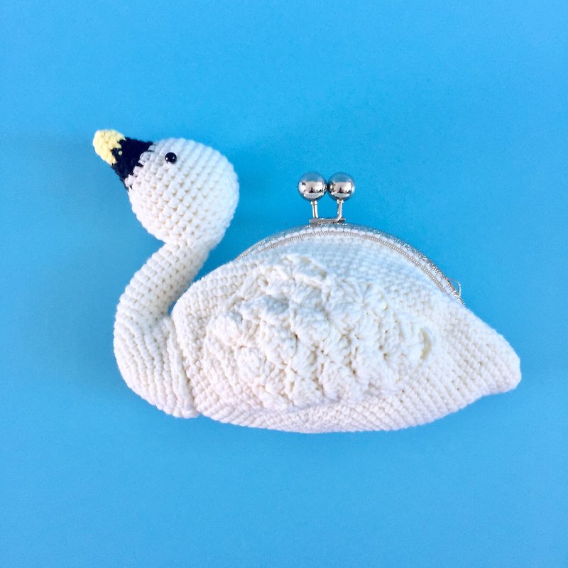 Crochet White Swan Lipstick Package - กระเป๋าแมสเซนเจอร์ - ผ้าฝ้าย/ผ้าลินิน สึชมพู